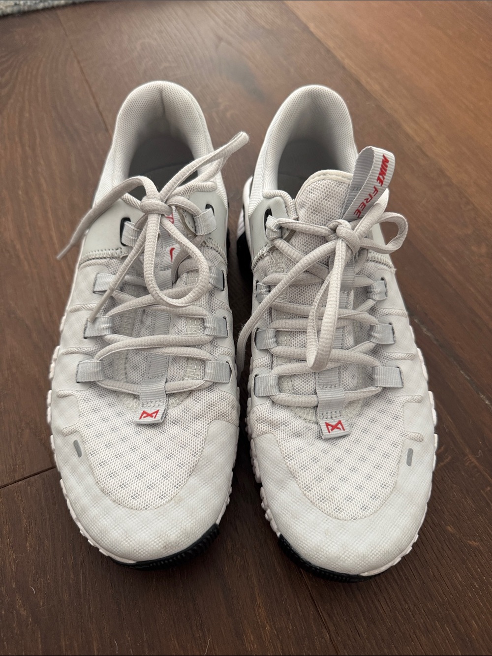 Nike Light Gray and Red Mesh Training Shoes